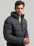 Superdry Non Hooded Sports Puffer Jacket, Black Grid