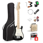 Donner Kit de guitare électrique junior 76,2 cm pour débutant, ST Style Mini guitare premium avec ampli, accordeur, capodastre, sac, sangle, corde, câble (DSJ-100, noir)