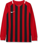 Nike Kids Striped Division III Football Shirt Jersey Long Sleeve Shirt, Red, 6 Y