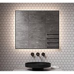 Schaere Miroir de Salle de Bain à Cadre Noir avec éclairage LED à intensité Variable à Changement de Couleur et Chauffage par Miroir 80 x 70 cm, série ZW4040