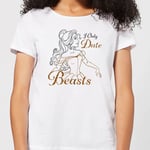 Disney Beauty And The Beast Princess Belle I Only Date Beasts Women's T-Shirt - White - M