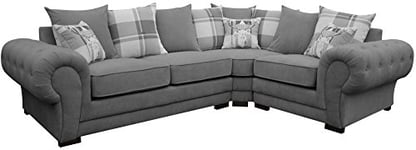 Dorado Corner Sofa Sectional 3 Seater 2 Seater Armchair Cuddle Chair Grey Velour Fabric (Grey, Corner 2c1)