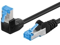 Cat 6a S/FTP vinklet Netværkskabel - Sort - 2 m