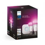 Hue White and Color Ambiance Starter Set: E27 Lamp A60 Doppelpack - 1100lm / Eek: F - Philips