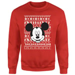 Disney Mickey Mouse Christmas Mickey Face Red Christmas Jumper - M