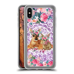 Head Case Designs Official Monika Strigel Fawn Bunny Lace Flower Friends 2 Purple Clear Hybrid Liquid Glitter Compatible for Apple iPhone XS Max