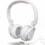 Hi-Fi Stereo Headphones in White, Padded Over Head overear with Gold Jack Plug