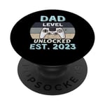 Dad Level Unlocked Est 2023 Dad Video Gamer Père Daddy PopSockets PopGrip Interchangeable