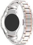 NeatCase Watch Strap compatible with Galaxy Watch 42mm / Active / Active2, Solid Stainless Steel Link Bracelet (20mm, Silver with Rose Gold)