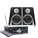 2x Skytronic 5" Hi-Fi Bookshelf Speakers + Amplifier Home Audio System 140W