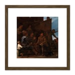 Michael Sweerts The Card Players Painting 8X8 Inch Square Wooden Framed Wall Art Print Picture with Mount