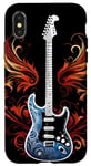 Coque pour iPhone X/XS Guitare électrique avec flammes Metal Band Rock Design