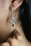 White Long Silver Vintage Lily floral Ear Crawler Hook Drop Ear Wire Earring