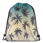 N / A Athletic Pull String Bag,Training Gymsack,Gym Drawstring Bags,Cinch Sack,Tropic Coconut Palm Trees Colorful Athletic Sackpack For Traveling School Yoga Workout Beach