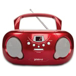 GROOVE GVPS733 BOOMBOX PORTABLE CD PLAYER W/ RADIO/AUX IN/HEADPHONE JACK - Red