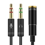 VJK Headphone Mic Splitters Cable, CTIA Standard 3.5mm Female to 2 Dual 3.5mm Male Audio Mic Splitter Cable Gold Plated Adapter Fits for PC/Adapter/Speaker/Laptop Desktop/PS4/Xbox/Gaming