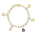 Faberge Victor Mayer 18ct Yellow Gold Diamond Blue Enamel Charm Bracelet