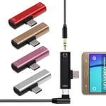 2 In 1 Usb Type C 3.5mm Jack Charging Audio Headphone Adapter Fo Pink
