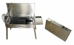 SunshineBBQs Portable Stainless Steel Charcoal BBQ with Rotisserie Spit Camping