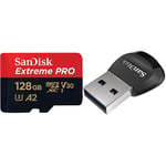 SanDisk microSD Extreme Pro 128 GB and microSD Reader/Writer UHS-I with USB 3.0 Reader