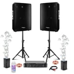 Pack Sono DJ 2 Enceintes Ibiza DISCO15B 2x700W - Pied Support - Ampli Ventilé 2x800W AMP1000-MKII - 2 Machines Bulles BUBBLE-DREAM