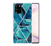 SEEYA Silicone Case for Samsung Galaxy S10 Lite Marble Blue Green Gold Silver Transparent Splice Geometric Design Soft TPU Flexible Bumper Shockproof Protective Cases Covers for Samsung S10 Lite