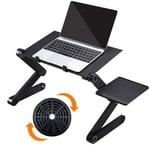 Laptop Cooling Stand, 16 Inch Foldable Aluminum Alloy USB Powered Fans Cooler Holder, Notebook and Tablet Adjustable Desktop Riser Cooling Tray (black)