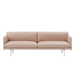 Muuto - Outline 3-Seater / Polished Aluminium Base Refine Leather Beige - Soffor