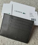 Genuine LACOSTE Brown LEATHER CARD HOLDER Wallet Ganache NH3506SQ IN BOX L81