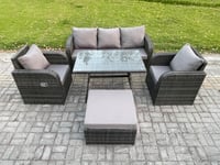 Rattan Wicker Garden Furniture Patio Conservatory Sofa Set with Dining Table Reclining Chair 3 Seater Sofa