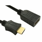 High Speed HDMI Extension Cable Lead Male to Female UHD 4K TV  2m