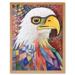 Bald Eagle Bird And Abstract Pattern Folk Art Watercolour Painting Art Print Framed Poster Wall Decor 12x16 inch