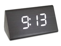 Travelwey Digital Alarm Clock - Mains Powered, No Frills Simple Operation Alarm Clocks, Bedside Alarm, Snooze Function, Non Ticking, Full Range Brightness Dimmer, Big Digit Wood Effect Display