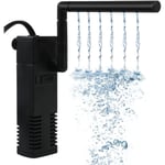 Akvariefilter, justerbar flödeshastighet akvariefilter med vattenpump för 20-250L akvarium, tyst, 20W