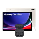 Samsung Galaxy Tab S9+ WiFi Android Tablet, 256GBStorage, Beige, 3 Year Extended Warranty with Samsung Galaxy Buds2 Pro Wireless Earphones, Grahpite (UK Version)