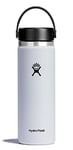 HYDRO FLASK - Water Bottle 591 ml (20 oz) - Vacuum Insulated Stainless Steel Water Bottle with Leak Proof Flex Cap and Powder Coat - BPA-Free - Wide Mouth - White