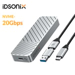 IDsonix 20Gbps M2 SSD Case NVMe Enclosure USB C 3.2 Gen2*2 SSD Adapter for NVMe