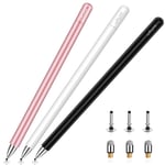 Mixoo Stylus Pen for Touchscreens, Capacitive Universal Pen Disc & Fiber Tip 2 in 1 iPad Pencil with Magnetic Cap for iPad Pro/Mini/Air/iPhone/Android/Microsoft Tablet Devices, White/Rose Gold/Black