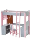 Olivias World Doll Wooden Furniture Polka Dots Double Bunk Bed Desk