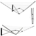 5 ARM 26M FOLDING WALL MOUNTED CLOTHES AIRER DRYER WASHING LINE OUTDOOR GARDEN