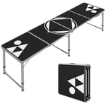 Rootz Campingbord - Fällbart - Lättviktshöjd - Justerbar aluminiumstomme - Aluminium - MDF - Svart - 240 x 60 x 54/62/70cm