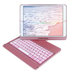iPad 8th Gen 10.2 2020 Keyboard Case,360 Rotatable Case for iPad 7 2019/Air 3 10.5"/iPad Pro 10.5" 2017/10.2 2019 Bluetooth Wireless Keyboard with 10 Backlight Colors, Auto Sleep/Wake (Rose Gold)