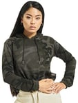 Urban Classics Women's Ladies Cropped Hoody Hooded Sweatshirt, Dark Camo, M