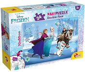 Lisciani, Maxi Puzzle pour enfants à partir de 3 ans, 24 pièces, 2 en 1 Double Face Recto / Verso avec le dos à colorier - Disney La Reine des neiges 74075