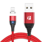 Cable Magnétique Charge rapide avec LED USB - Lightning Iphone - Rouge