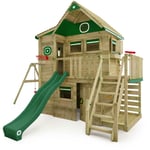 Maison sur pilotis Smart ArtHouse avec balançoire & toboggan, cabane dans les arbres avec bac à sable, échelle à grimper & accessoires de jeu - vert