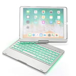 Keyboard Case for Ipad Air 10.5" (3Rd Gen) 2019/Ipad Pro 10.5" 2017,Smart Folio 360° Rotate Stand Cover with 7 Colors Backlit Wireless Keyboard,silver