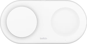 Belkin BoostCharge Pro 2i1 Magnetic Qi2 trådløs lader (hvit)