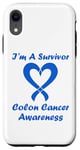 Coque pour iPhone XR Simple blue quote I'm a survivor Cancer Colon