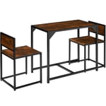 Ensemble milton table + 2 chaises style vintage bois foncé industriel